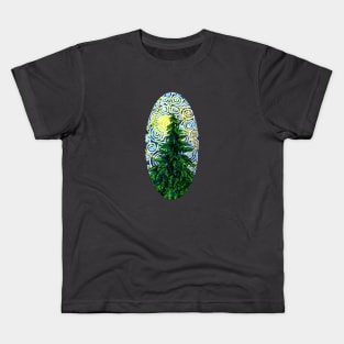 Douglas fir in moonlight and fog Kids T-Shirt